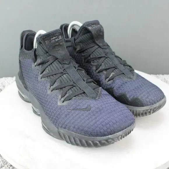 Nike LeBron 16 Low Basketball Shoes Mens 8.5 Black Blue Sneakers - Picture 2 of 9